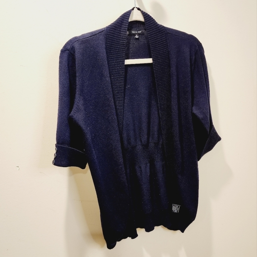 Verve ami women's navy blue open front cardigan size M